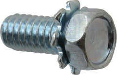 Value Collection - #8-32 UNC, 3/8" Length Under Head Hex Drive Machine Screw - Hex Head, Grade J82 Steel, Zinc-Plated Finish, External Tooth - Eagle Tool & Supply