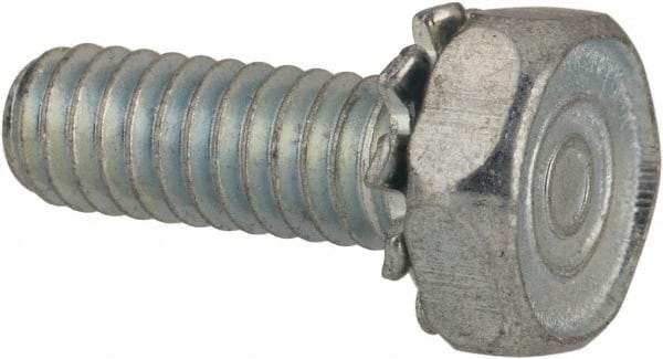 Value Collection - #8-32 UNC, 1/2" Length Under Head Hex Drive Machine Screw - Hex Head, Grade J82 Steel, Zinc-Plated Finish, External Tooth - Eagle Tool & Supply