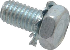 Value Collection - #10-32 UNF, 3/8" Length Under Head Hex Drive Machine Screw - Hex Head, Grade J82 Steel, Zinc-Plated Finish, External Tooth - Eagle Tool & Supply