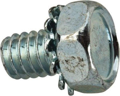 Value Collection - 1/4-20 UNC, 3/8" Length Under Head Hex Drive Machine Screw - Hex Head, Grade J82 Steel, Zinc-Plated Finish, External Tooth - Eagle Tool & Supply