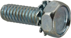 Value Collection - 1/4-20 UNC, 3/4" Length Under Head Hex Drive Machine Screw - Hex Head, Grade J82 Steel, Zinc-Plated Finish, External Tooth - Eagle Tool & Supply