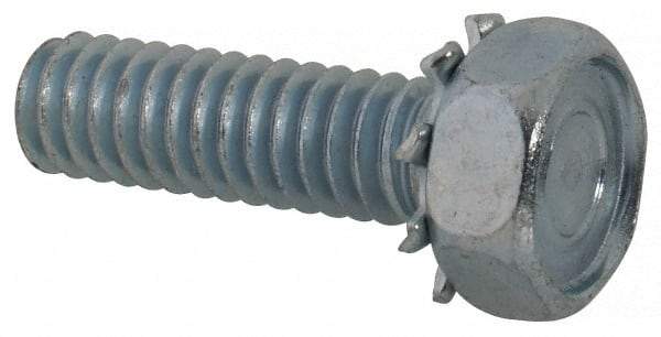 Value Collection - 1/4-20 UNC, 7/8" Length Under Head Hex Drive Machine Screw - Hex Head, Grade J82 Steel, Zinc-Plated Finish, External Tooth - Eagle Tool & Supply