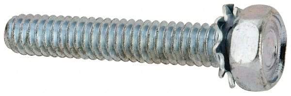 Value Collection - 1/4-20 UNC, 1-1/2" Length Under Head Hex Drive Machine Screw - Hex Head, Grade J82 Steel, Zinc-Plated Finish, External Tooth - Eagle Tool & Supply