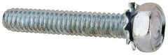 Value Collection - 1/4-20 UNC, 1-1/2" Length Under Head Hex Drive Machine Screw - Hex Head, Grade J82 Steel, Zinc-Plated Finish, External Tooth - Eagle Tool & Supply