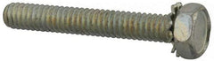 Value Collection - 1/4-20 UNC, 1-3/4" Length Under Head Hex Drive Machine Screw - Hex Head, Grade J82 Steel, Zinc-Plated Finish, External Tooth - Eagle Tool & Supply