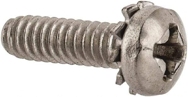 Value Collection - #6-32 UNC, 1/2" Length Under Head Phillips Drive Machine Screw - Pan Head, Grade 18-8 Stainless Steel, External Tooth - Eagle Tool & Supply