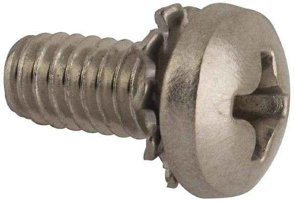 Value Collection - #8-32 UNC, 3/8" Length Under Head Phillips Drive Machine Screw - Pan Head, Grade 18-8 Stainless Steel, External Tooth - Eagle Tool & Supply