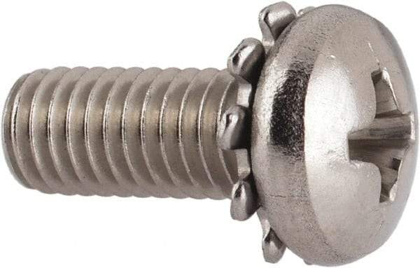Value Collection - #10-32 UNF, 1/2" Length Under Head Phillips Drive Machine Screw - Pan Head, Grade 18-8 Stainless Steel, External Tooth - Eagle Tool & Supply