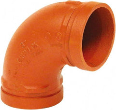 Made in USA - Size 2-1/2", Class 150, Malleable Iron Orange Pipe 90° Elbow - Grooved End Connection - Eagle Tool & Supply