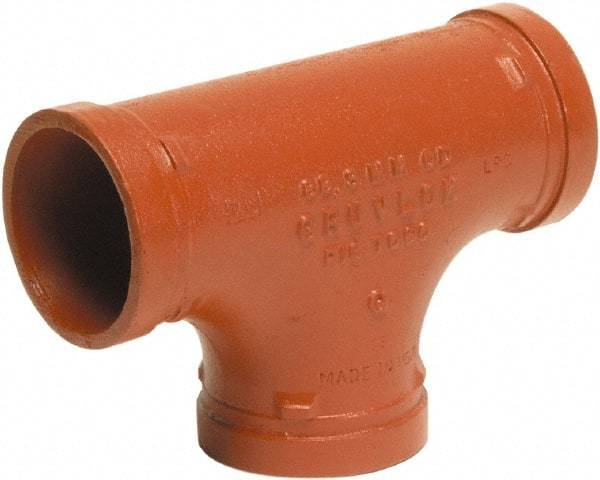 Made in USA - Size 4", Class 150, Malleable Iron Orange Pipe Tee - Grooved End Connection - Eagle Tool & Supply
