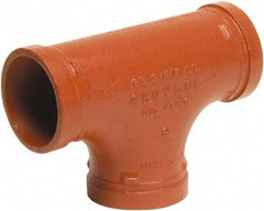 Made in USA - Size 4", Class 150, Malleable Iron Orange Pipe Tee - Grooved End Connection - Eagle Tool & Supply