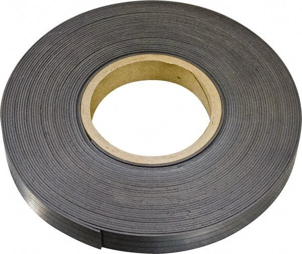 Mag-Mate - 600" Long x 1/2" Wide x 1/8" Thick Flexible Magnetic Strip - 14 Lb Max Pull Force, 8 Linear Ft/Lb Magnetic Pull Force, Plain Back, Dark Brown - Eagle Tool & Supply