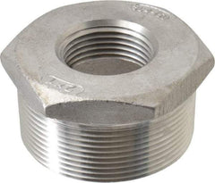 Merit Brass - 2 x 1" Grade 304 Stainless Steel Pipe Hex Bushing - MNPT x FNPT End Connections, 150 psi - Eagle Tool & Supply