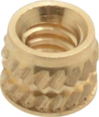 E-Z LOK - #4-40, 0.153" Small to 0.159" Large End Hole Diam, Brass Single Vane Tapered Hole Threaded Insert - 0.172" Insert, 0.157" Pilot Diam, 0.135" OAL, 0.093" Min Wall Thickness - Eagle Tool & Supply