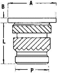 E-Z LOK - #2 56 UNC, 0.141" Diam, Brass Headed Heat Installed Threaded Insert - 1/8" Hole, 0.141" OAL x 0.018" High, 3/16" Head Diam - Eagle Tool & Supply