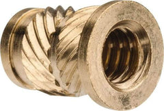 E-Z LOK - #10 24 UNC, 0.278" Diam, Brass Headed Heat Installed Threaded Insert - 1/4" Hole, 0.418" OAL x 0.04" High, 5/16" Head Diam - Eagle Tool & Supply