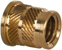 E-Z LOK - 3/8 16 UNC, 0.494" Diam, Brass Headed Heat Installed Threaded Insert - 15/32" Hole, 9/16" OAL x 0.065" High, 0.551" Head Diam - Eagle Tool & Supply