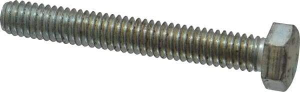 Made in USA - 5/16-18 UNC, 2-1/4" Length Under Head Hex Head Cap Screw - Fully Threaded, Grade 5 Steel, Zinc-Plated Finish, 1/2" Hex - Eagle Tool & Supply