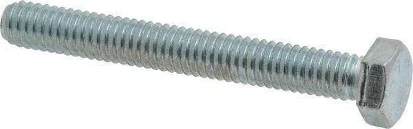Made in USA - 5/16-18 UNC, 2-1/2" Length Under Head Hex Head Cap Screw - Fully Threaded, Grade 5 Steel, Zinc-Plated Finish, 1/2" Hex - Eagle Tool & Supply