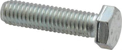 Made in USA - 3/8-16 UNC, 1-1/2" Length Under Head Hex Head Cap Screw - Fully Threaded, Grade 5 Steel, Zinc-Plated Finish, 9/16" Hex - Eagle Tool & Supply