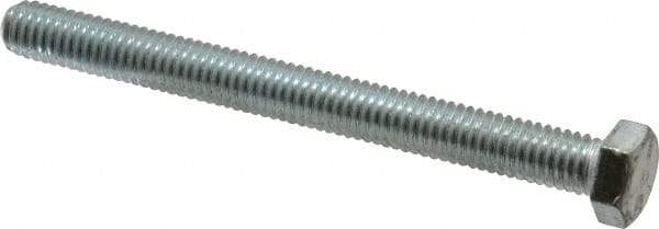 Made in USA - 3/8-16 UNC, 4" Length Under Head Hex Head Cap Screw - Fully Threaded, Grade 5 Steel, Zinc-Plated Finish, 9/16" Hex - Eagle Tool & Supply