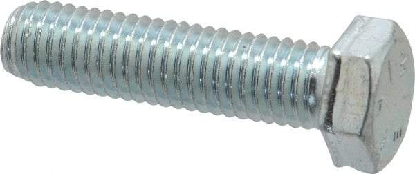 Made in USA - 1/2-13 UNC, 2" Length Under Head Hex Head Cap Screw - Fully Threaded, Grade 5 Steel, Zinc-Plated Finish, 3/4" Hex - Eagle Tool & Supply