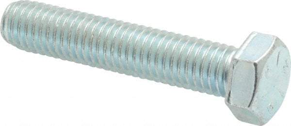 Made in USA - 1/2-13 UNC, 2-1/2" Length Under Head Hex Head Cap Screw - Fully Threaded, Grade 5 Steel, Zinc-Plated Finish, 3/4" Hex - Eagle Tool & Supply