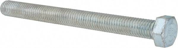 Made in USA - 1/2-13 UNC, 5-1/2" Length Under Head Hex Head Cap Screw - Fully Threaded, Grade 5 Steel, Zinc-Plated Finish, 3/4" Hex - Eagle Tool & Supply