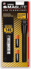 Mag-Lite - White LED Bulb, 97 Lumens, Mini Flashlight - Black Aluminum Body, 2 AA Alkaline Batteries Included - Eagle Tool & Supply