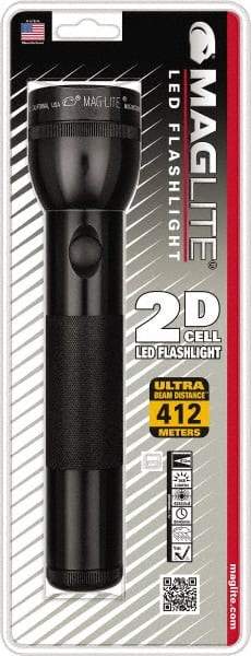 Mag-Lite - White LED Bulb, 168 Lumens, Industrial/Tactical Flashlight - Black Aluminum Body, 2 D Batteries Not Included - Eagle Tool & Supply