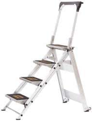 Little Giant Ladder - 4 Steps, 3' High, Type IA Rating, Aluminum Step Ladder - 300 Lb Capacity, 22-1/2" Base Width - Eagle Tool & Supply