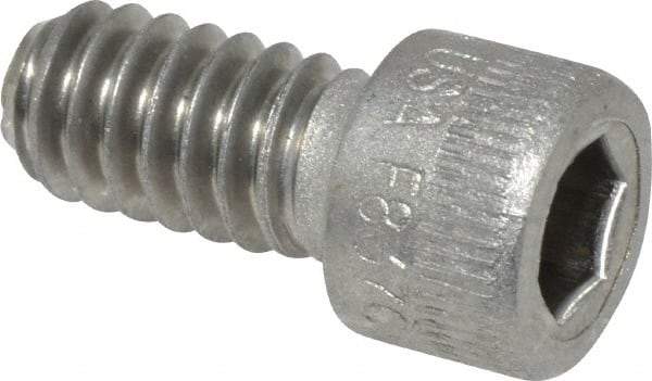 Holo-Krome - 1/4-20 UNC Hex Socket Drive, Socket Cap Screw - Grade 18-8 Stainless Steel, Uncoated, Fully Threaded, 1/2" Length Under Head - Eagle Tool & Supply