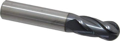 SGS - 1/2" Diam, 1" LOC, 4 Flute Solid Carbide Ball End Mill - AlTiN Finish, Single End, 3" OAL, 1/2" Shank Diam, Spiral Flute - Eagle Tool & Supply