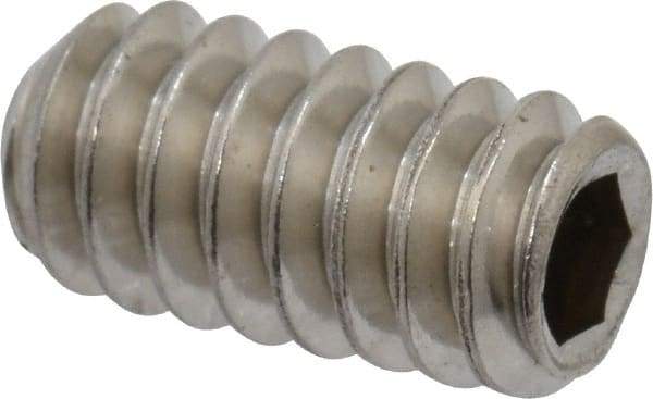 Value Collection - #10-24 UNC, 3/8" OAL, Cup Point Set Screw - Grade 18-8 Stainless Steel, 3/32" Key - Eagle Tool & Supply