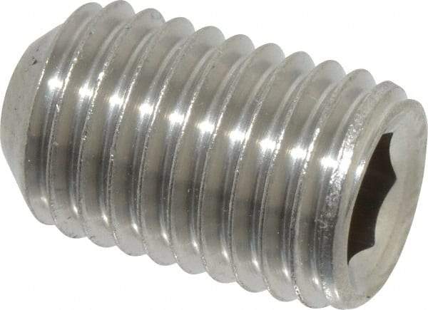 Value Collection - 5/16-24 UNF, 1/2" OAL, Cup Point Set Screw - Grade 18-8 Stainless Steel, 5/32" Key - Eagle Tool & Supply