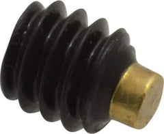 Made in USA - 1/4-20 UNC, 1/4" Length of Thread, Soft Tip Point Set Screw - Grade 8 Alloy Steel - Eagle Tool & Supply