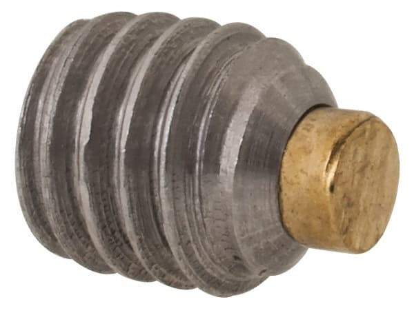 Made in USA - #10-32 UNF, 3/16" Length of Thread, Soft Tip Point Set Screw - Grade 18-8 Stainless Steel - Eagle Tool & Supply