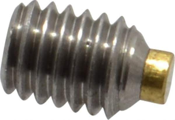 Made in USA - #10-32 UNF, 1/4" Length of Thread, Soft Tip Point Set Screw - Grade 18-8 Stainless Steel - Eagle Tool & Supply