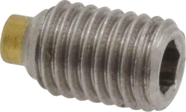 Made in USA - 1/4-28 UNF, 3/8" Length of Thread, Soft Tip Point Set Screw - Grade 18-8 Stainless Steel - Eagle Tool & Supply