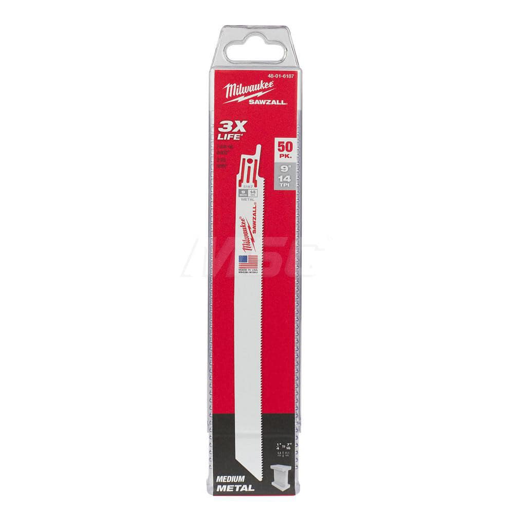 Reciprocating Saw Blade: 9″ Long, 3/4″ Wide, Bi-Metal Straight, Universal Shank