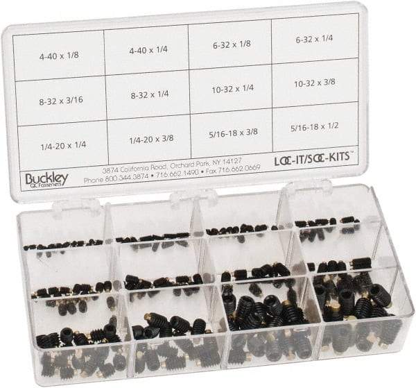 Made in USA - 210 Piece, #4-40 to 5/16-18, Alloy Steel Set Screw Assortment - Hex Head, Hex Socket Drive, 1/8 to 1/2" Long, Grade 303 - Eagle Tool & Supply