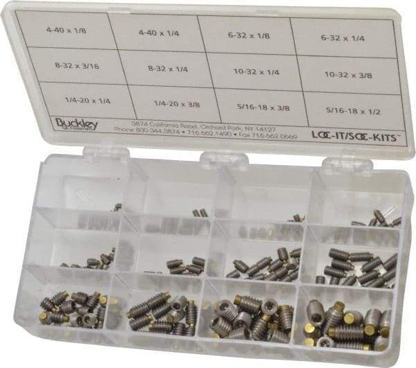 Made in USA - 210 Piece, #4-40 to 5/16-18, Stainless Steel Set Screw Assortment - Hex Head, Hex Socket Drive, 1/8 to 1/2" Long, Grade 303 - Eagle Tool & Supply
