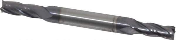 Niagara Cutter - 13/64", 1/2" LOC, 1/4" Shank Diam, 2-1/2" OAL, 4 Flute, Solid Carbide Square End Mill - Double End, TiAlN Finish, Spiral Flute, 30° Helix, Centercutting, Right Hand Cut, Right Hand Flute, Series CSD430 - Eagle Tool & Supply