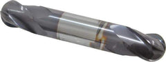 Niagara Cutter - 1/2" Diam, 5/8" LOC, 4 Flute Solid Carbide Ball End Mill - TiAlN Finish, Double End, 3" OAL, 1/2" Shank Diam, Spiral Flute - Eagle Tool & Supply