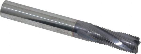Niagara Cutter - 5/16" Diam, Fine Pitch, 13/16" LOC, 4 Flute Solid Carbide Corner Chamfer Roughing End Mill - AlTiN Finish, 2-1/2" OAL, 5/16" Shank Diam, Single End, Centercutting, 20° Helix - Eagle Tool & Supply