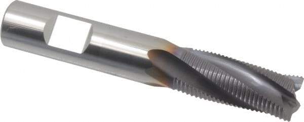 Niagara Cutter - 7/16" Diam, Fine Pitch, 1" LOC, 4 Flute Solid Carbide Corner Chamfer Roughing End Mill - AlTiN Finish, 2-3/4" OAL, 7/16" Shank Diam, Single End, Centercutting, 20° Helix - Eagle Tool & Supply