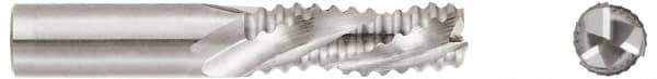 Niagara Cutter - 1" Diam, Coarse Pitch, 2" LOC, 3 Flute Solid Carbide Corner Chamfer Roughing End Mill - TiCN Finish, 4" OAL, 1" Shank Diam, Single End, Centercutting, 30° Helix - Eagle Tool & Supply
