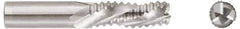 Niagara Cutter - 1" Diam, Coarse Pitch, 2" LOC, 3 Flute Solid Carbide Corner Chamfer Roughing End Mill - TiCN Finish, 4" OAL, 1" Shank Diam, Single End, Centercutting, 30° Helix - Eagle Tool & Supply