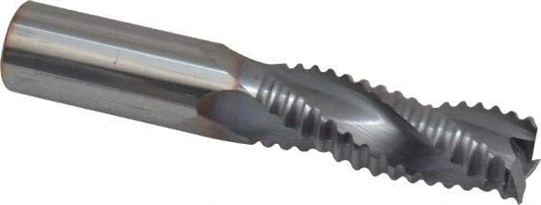 Niagara Cutter - 5/8" Diam, Coarse Pitch, 1-5/8" LOC, 3 Flute Solid Carbide Corner Chamfer Roughing End Mill - TiCN Finish, 3-1/2" OAL, 5/8" Shank Diam, Single End, Centercutting, 30° Helix - Eagle Tool & Supply