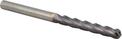Niagara Cutter - 3/8" Diam, 3" LOC, 4 Flute Solid Carbide Ball End Mill - TiAlN Finish, Single End, 6" OAL, 3/8" Shank Diam, Spiral Flute - Eagle Tool & Supply